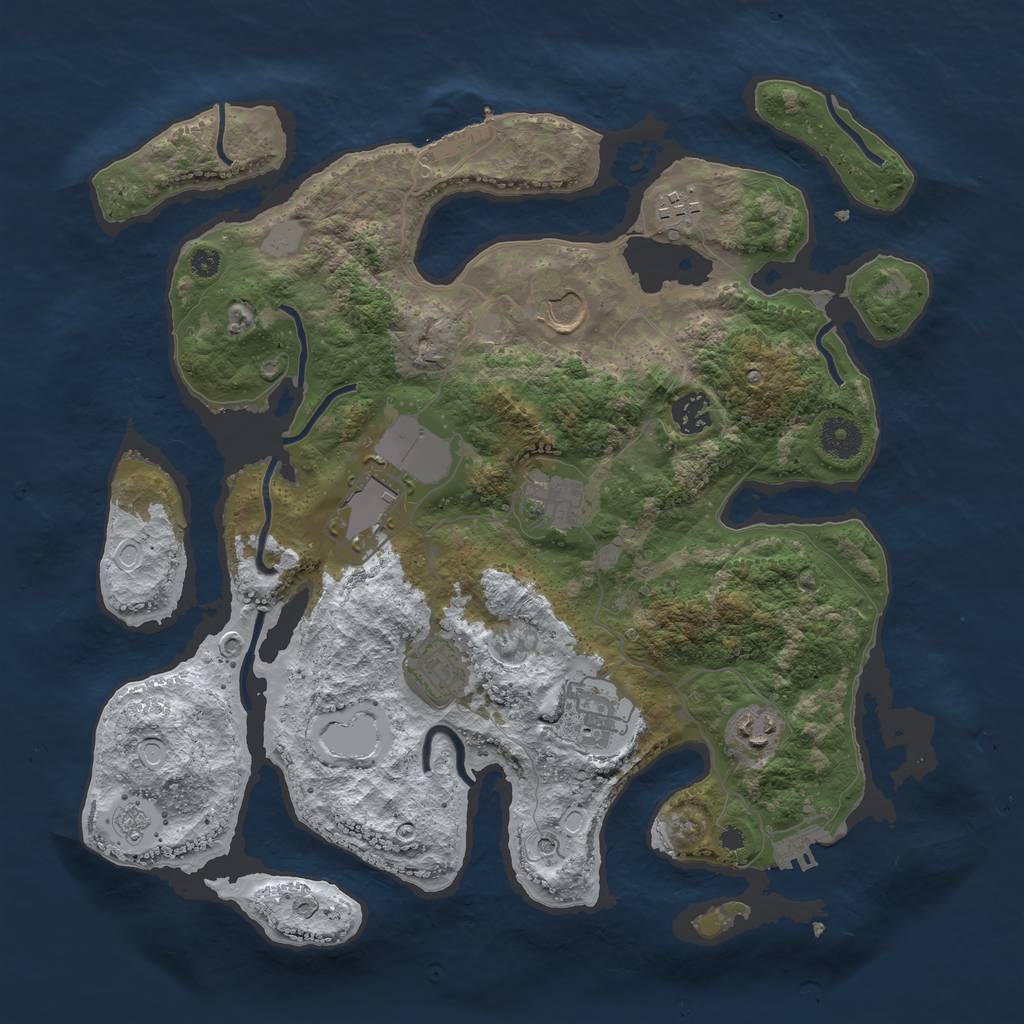 Rust Map: Procedural Map, Size: 3700, Seed: 1596510, 17 Monuments