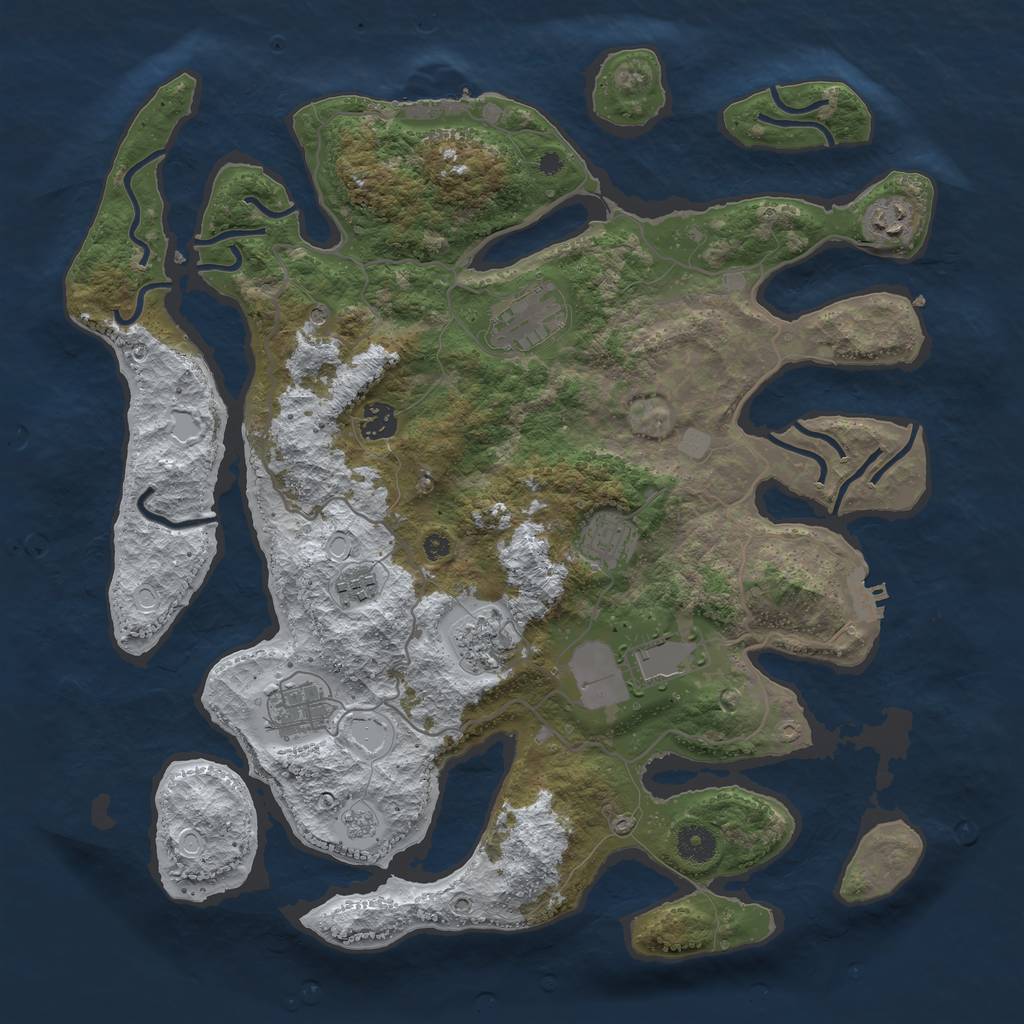 Rust Map: Procedural Map, Size: 4000, Seed: 3684021, 17 Monuments