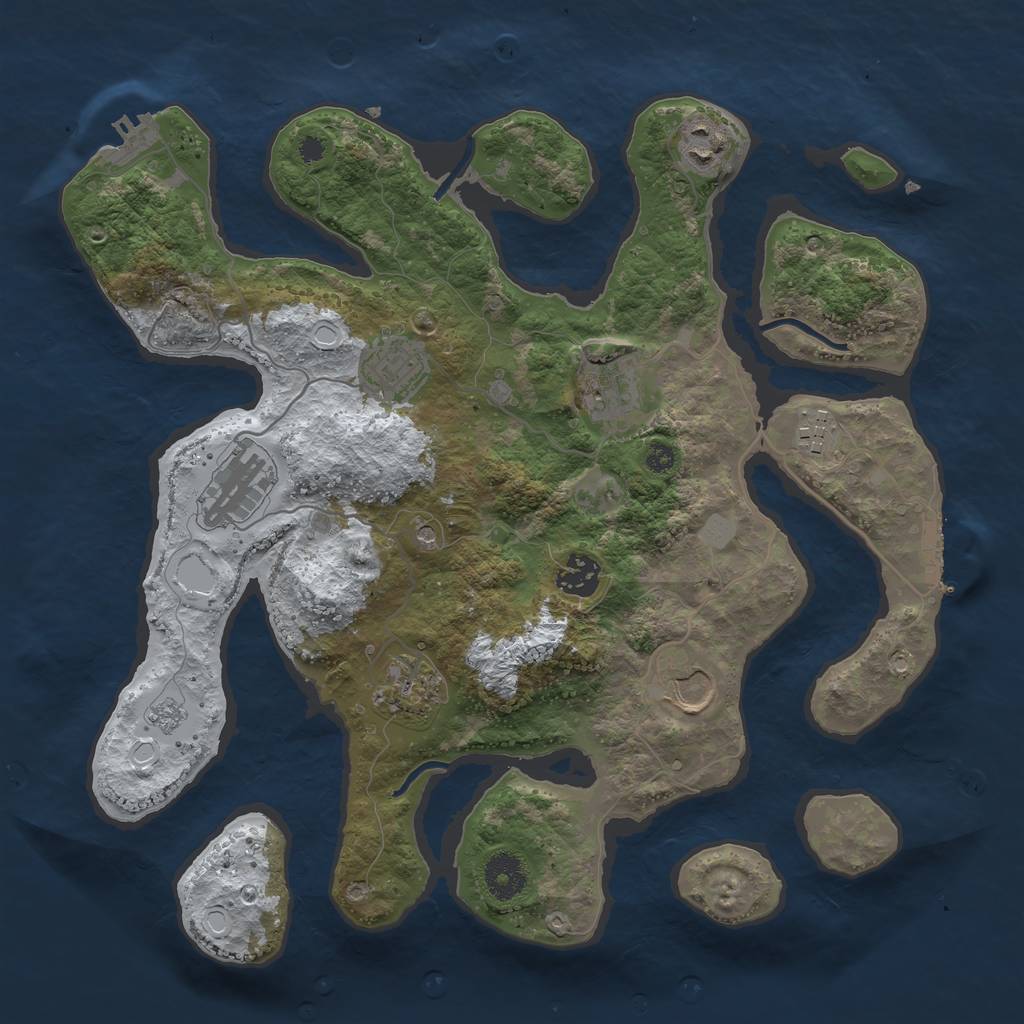 Rust Map: Procedural Map, Size: 3550, Seed: 6248009, 17 Monuments