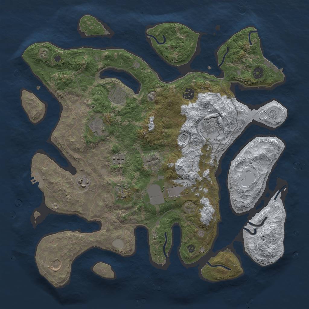 Rust Map: Procedural Map, Size: 4000, Seed: 4231195, 18 Monuments