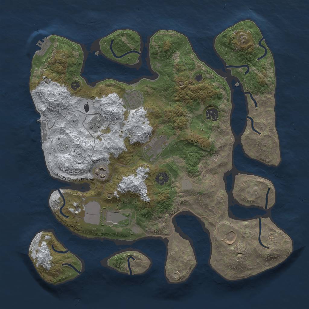 Rust Map: Procedural Map, Size: 3550, Seed: 3069453, 16 Monuments
