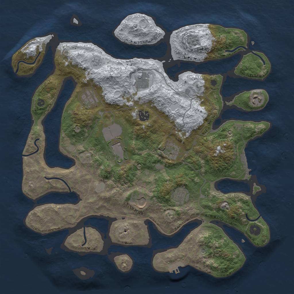 Rust Map: Procedural Map, Size: 4000, Seed: 408763, 18 Monuments