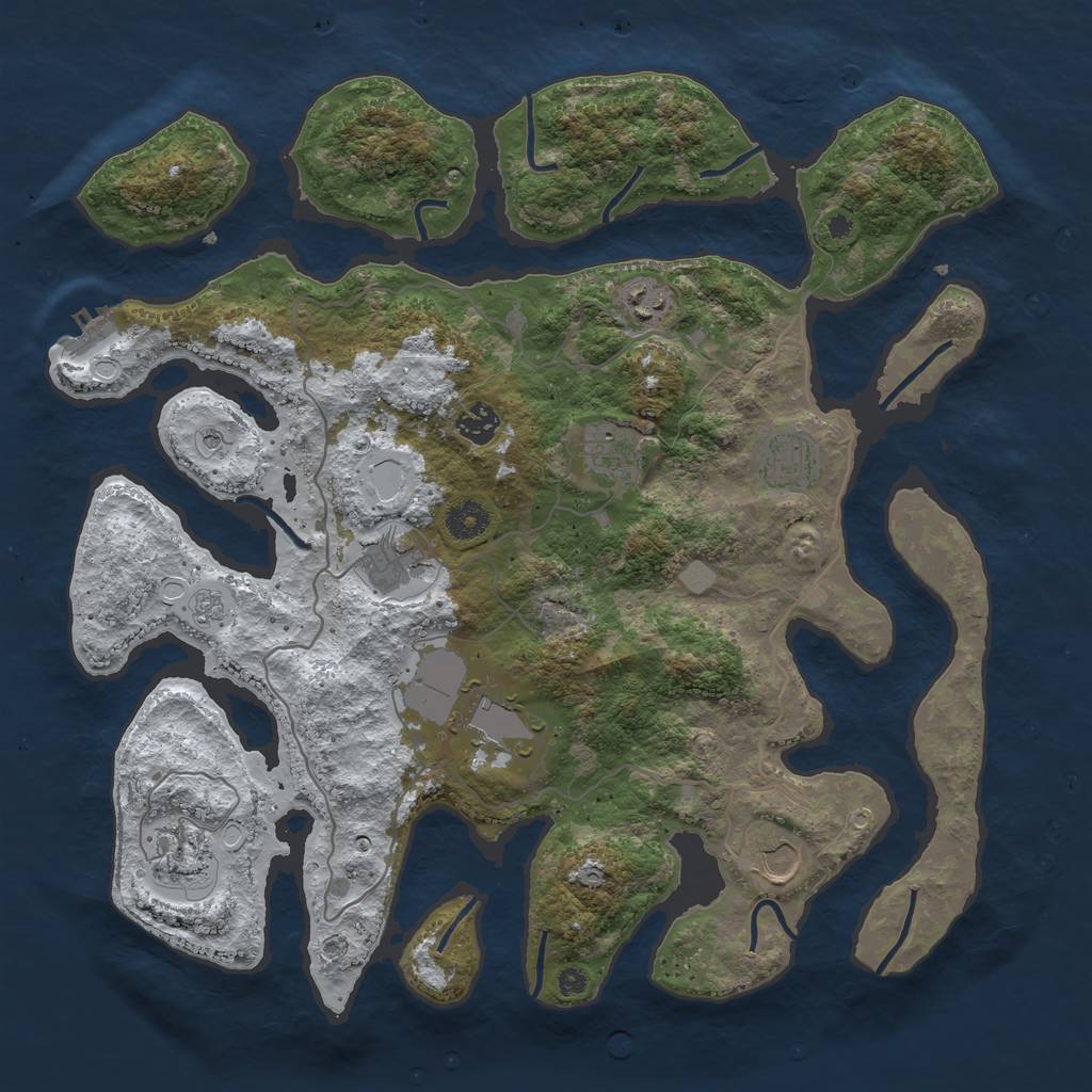 Rust Map: Procedural Map, Size: 4000, Seed: 116639, 16 Monuments