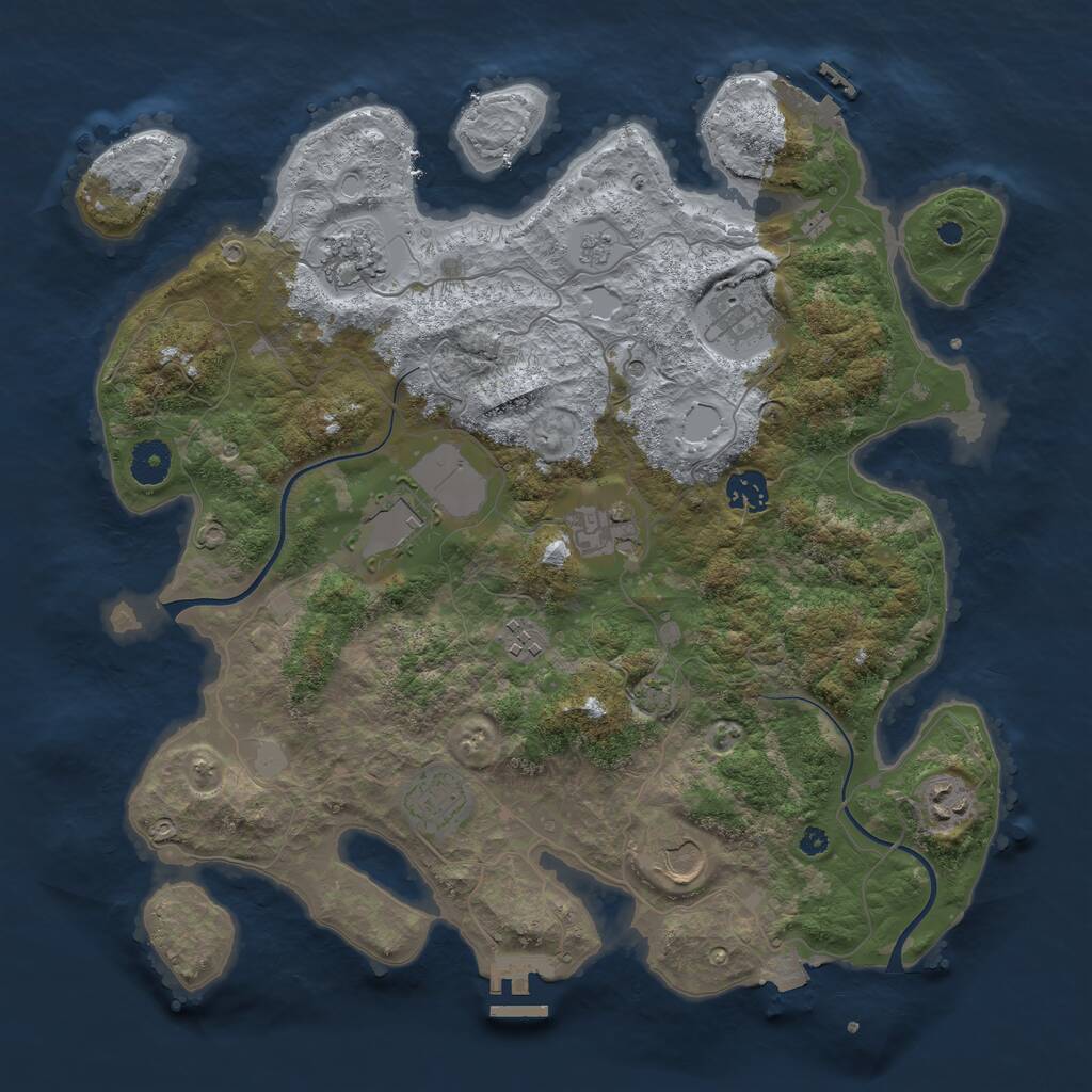 Rust Map: Procedural Map, Size: 3800, Seed: 2361616, 15 Monuments
