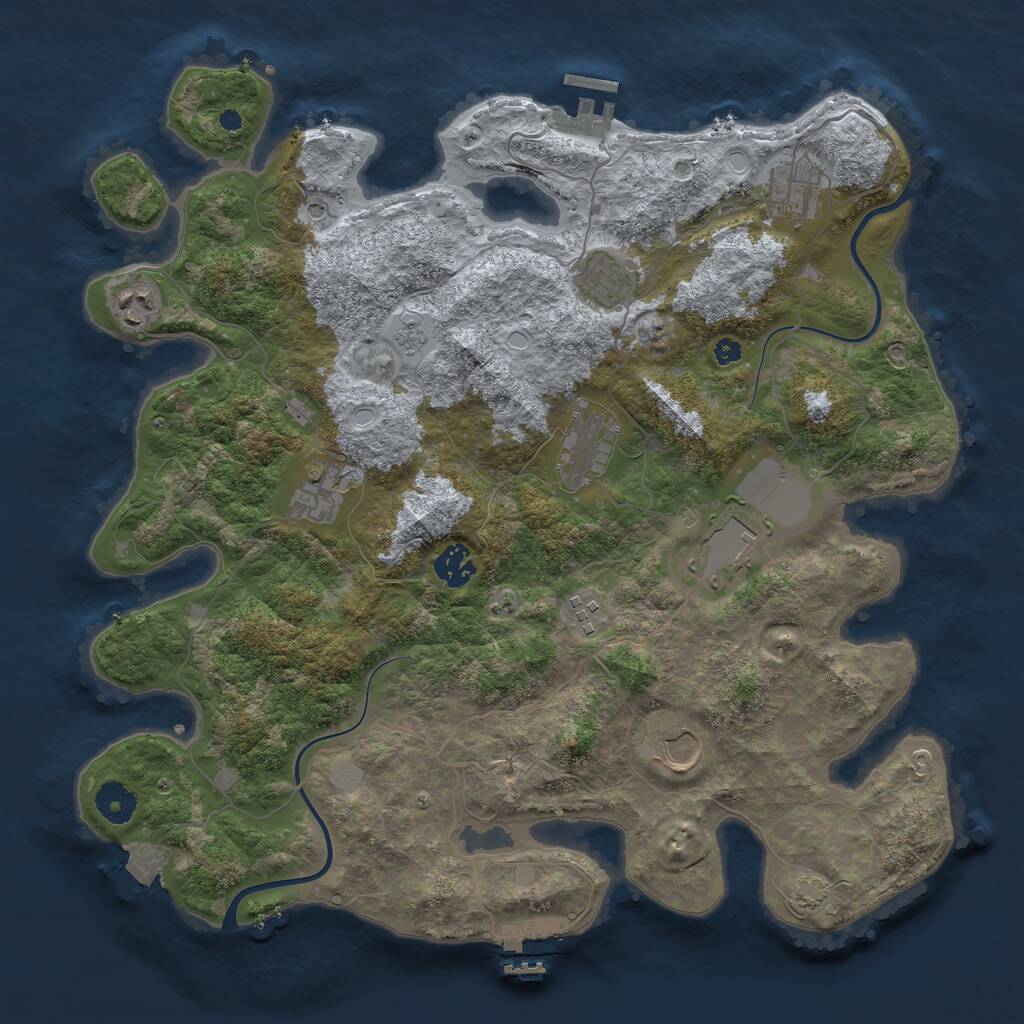 Rust Map: Procedural Map, Size: 3800, Seed: 3936847, 15 Monuments