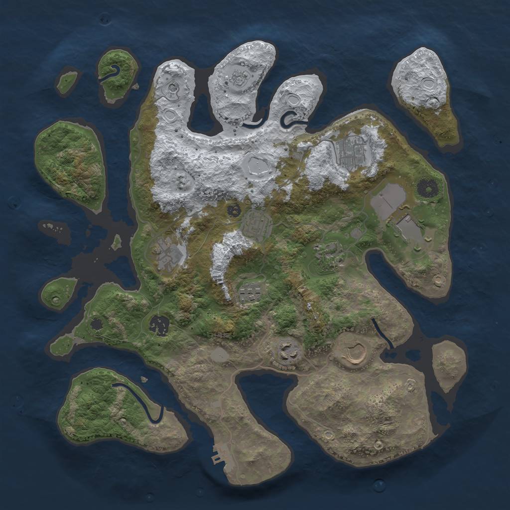 Rust Map: Procedural Map, Size: 3700, Seed: 2977795, 17 Monuments