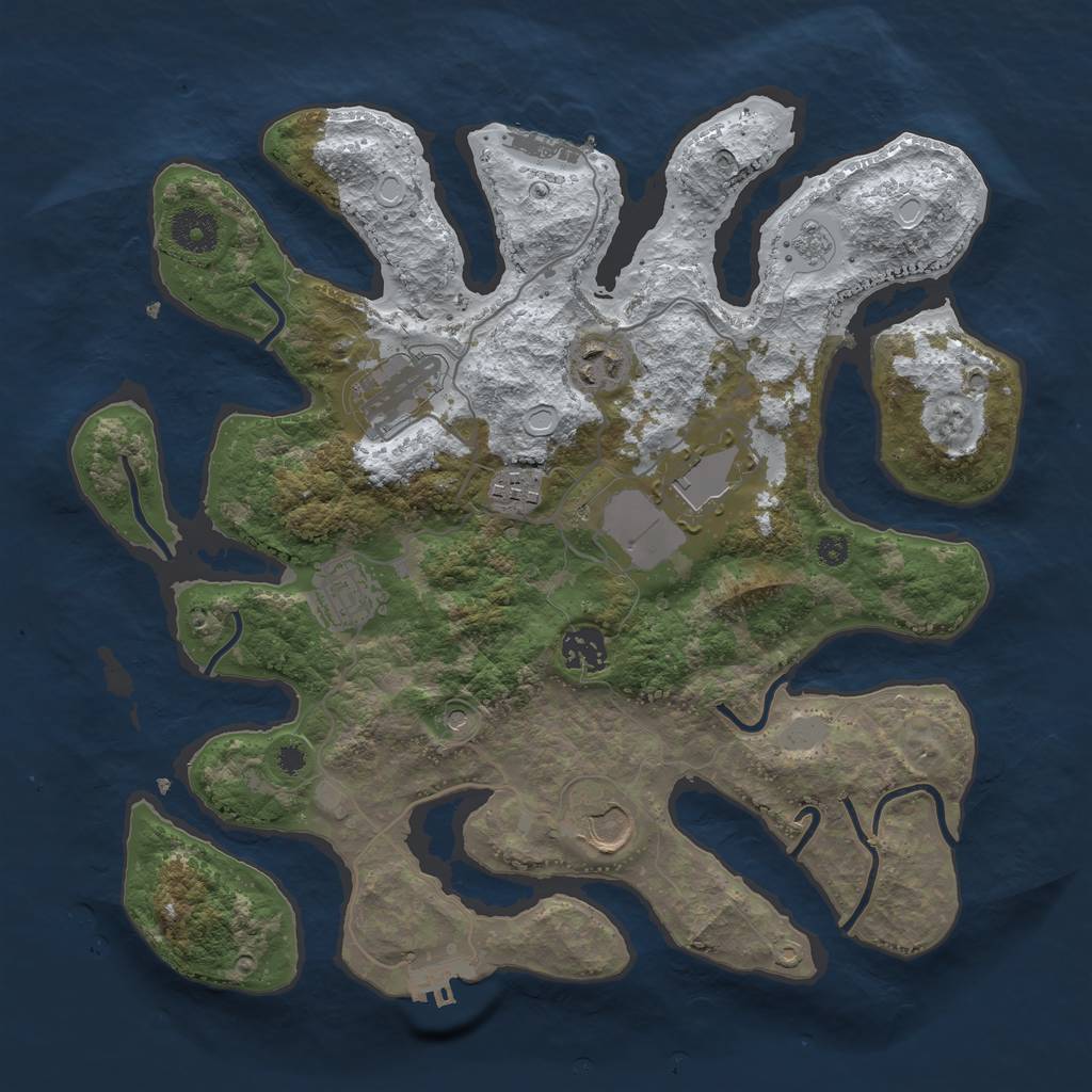 Rust Map: Procedural Map, Size: 3500, Seed: 768546, 16 Monuments