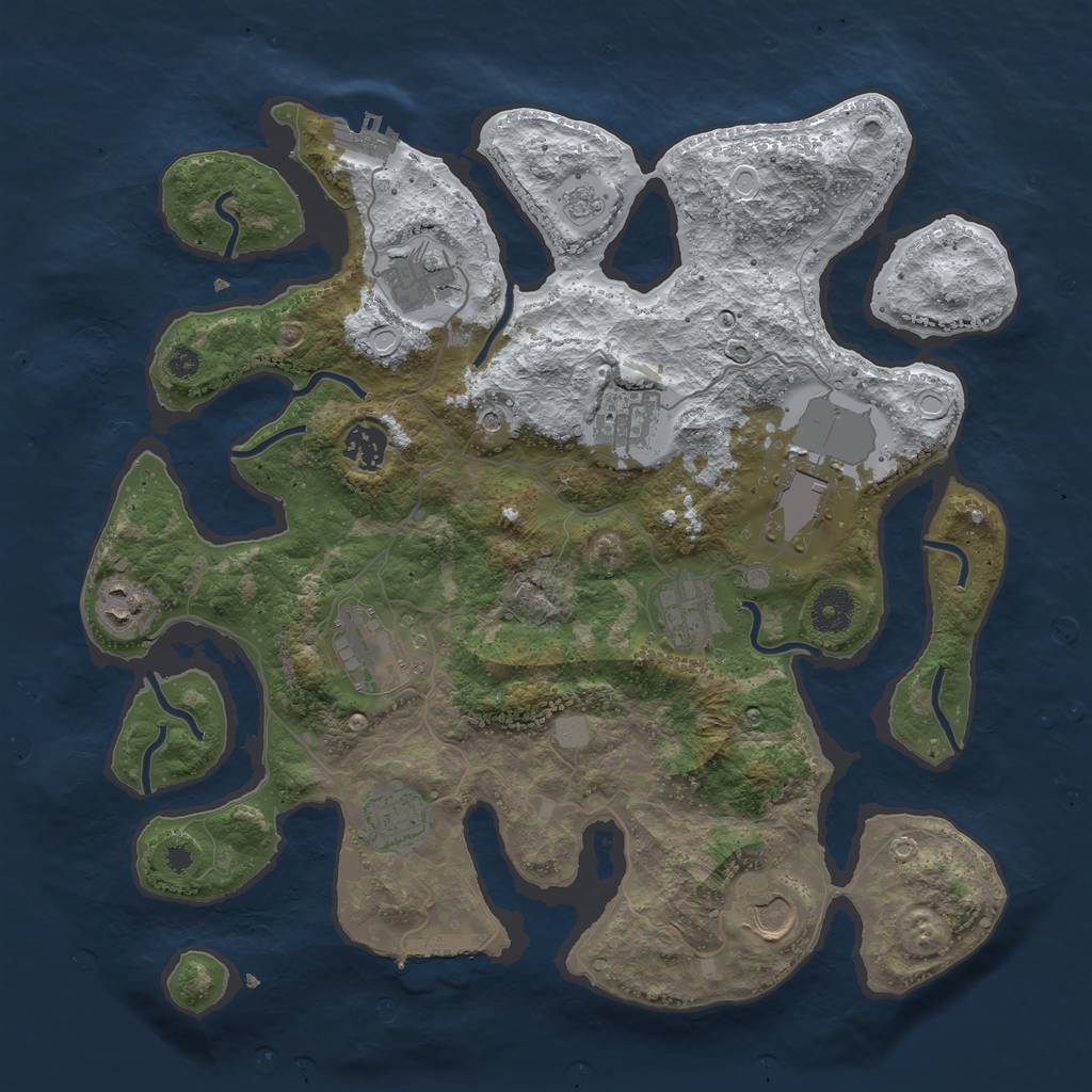 Rust Map: Procedural Map, Size: 3700, Seed: 3760016, 18 Monuments
