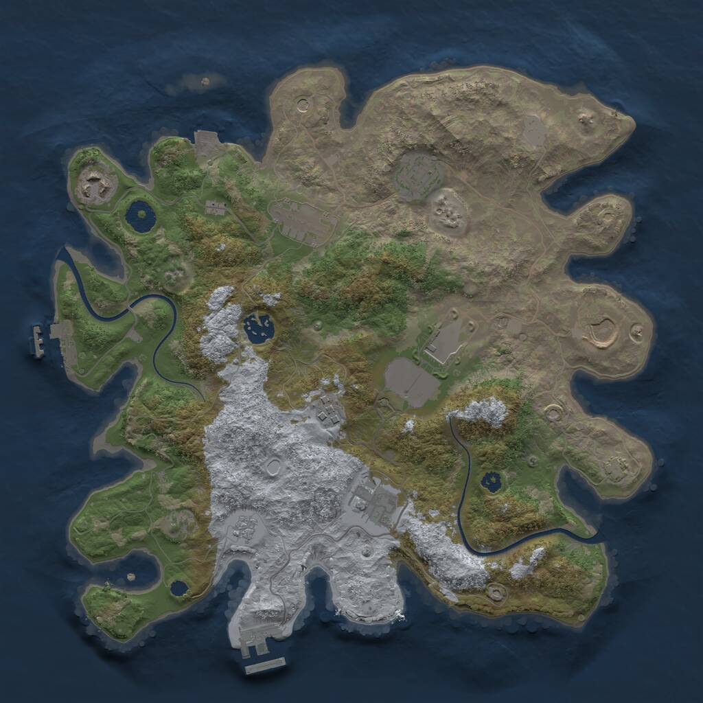 Rust Map: Procedural Map, Size: 3500, Seed: 5432217, 14 Monuments