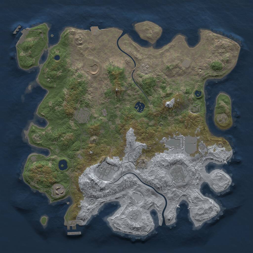 Rust Map: Procedural Map, Size: 3800, Seed: 3898692, 14 Monuments