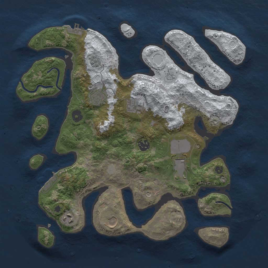 Rust Map: Procedural Map, Size: 3500, Seed: 1629114, 16 Monuments