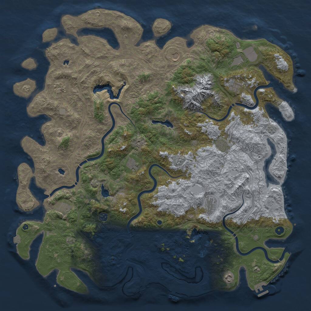 Rust Map: Procedural Map, Size: 5500, Seed: 64123, 17 Monuments