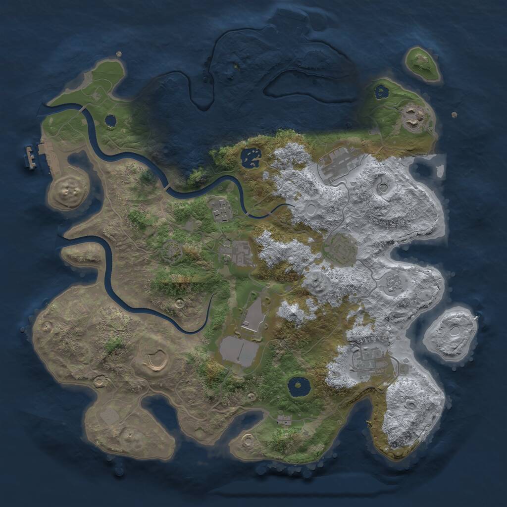 Rust Map: Procedural Map, Size: 3550, Seed: 3922017, 15 Monuments