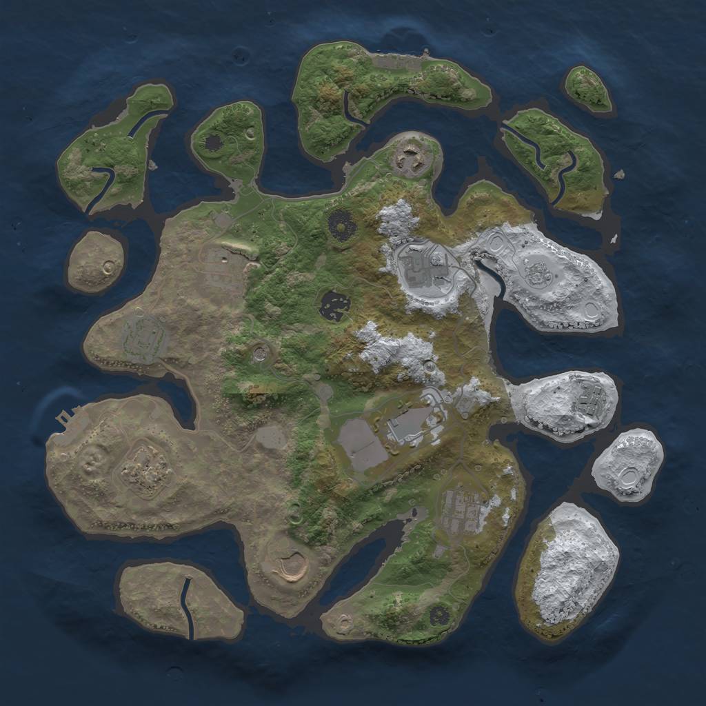 Rust Map: Procedural Map, Size: 3550, Seed: 3922017, 19 Monuments