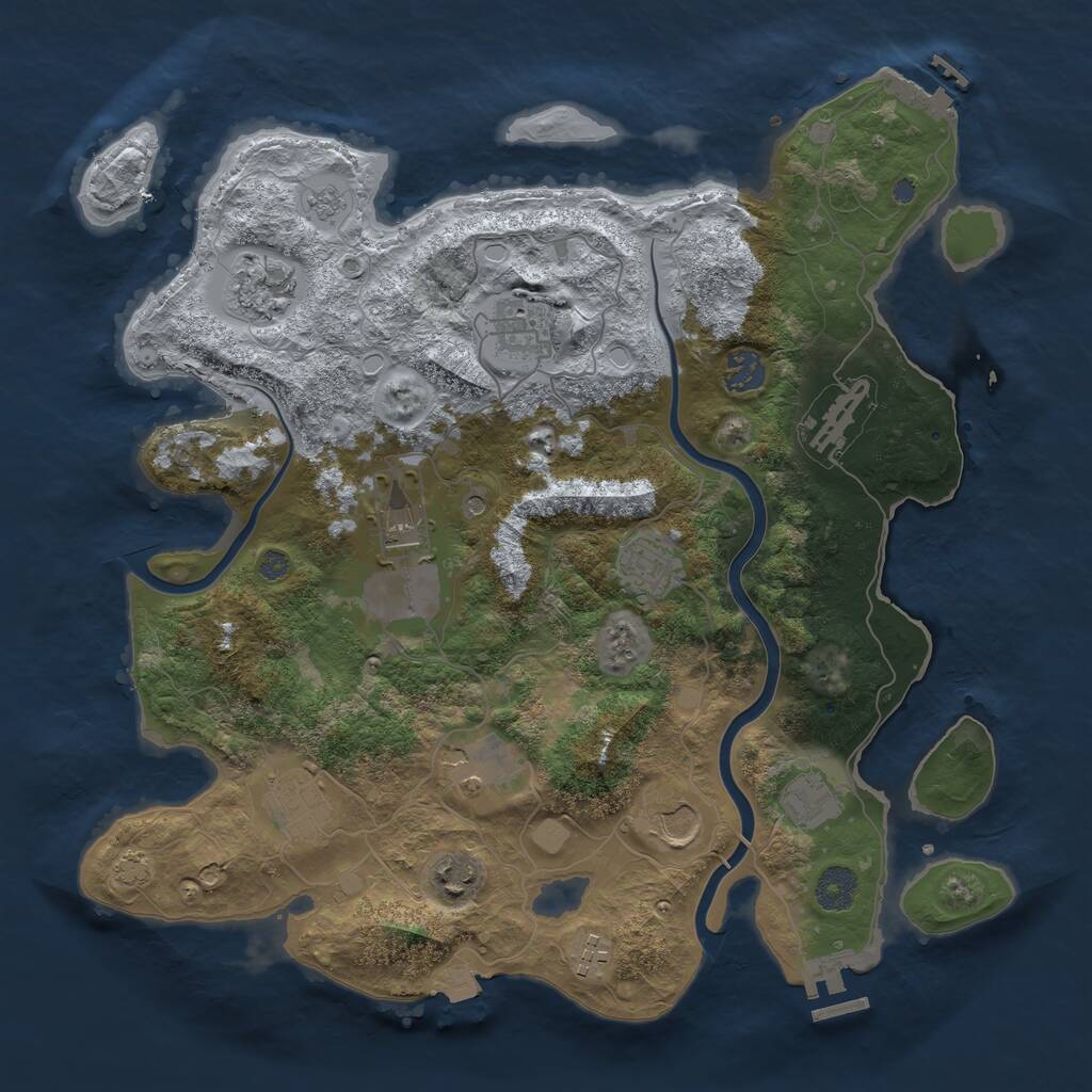 Rust Map: Procedural Map, Size: 3800, Seed: 5422278, 19 Monuments
