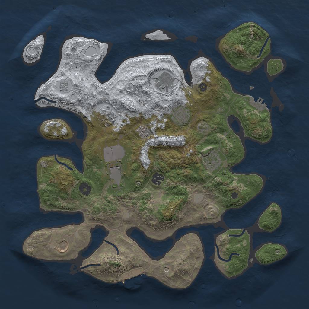Rust Map: Procedural Map, Size: 3800, Seed: 5422278, 17 Monuments