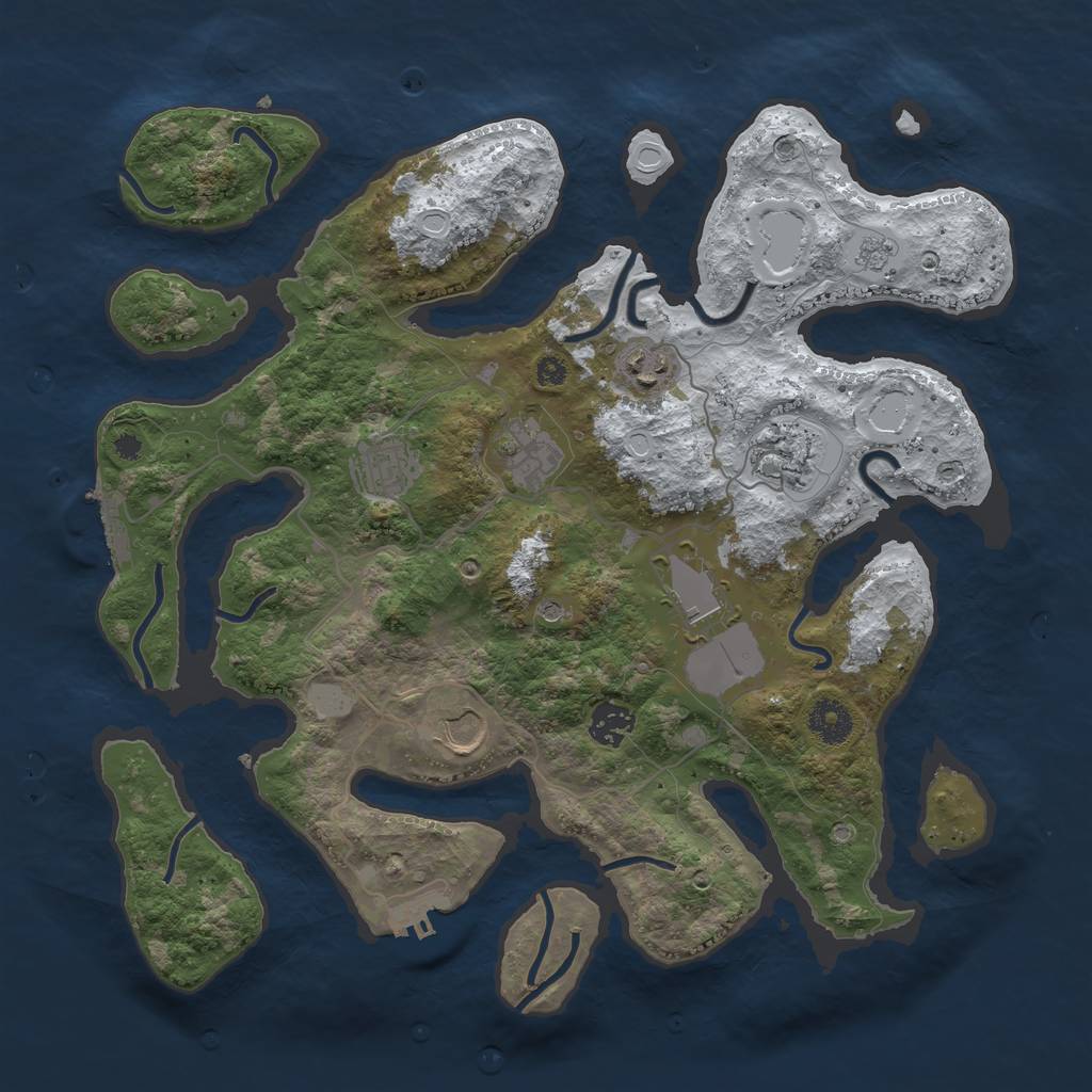 Rust Map: Procedural Map, Size: 3700, Seed: 2059761, 16 Monuments