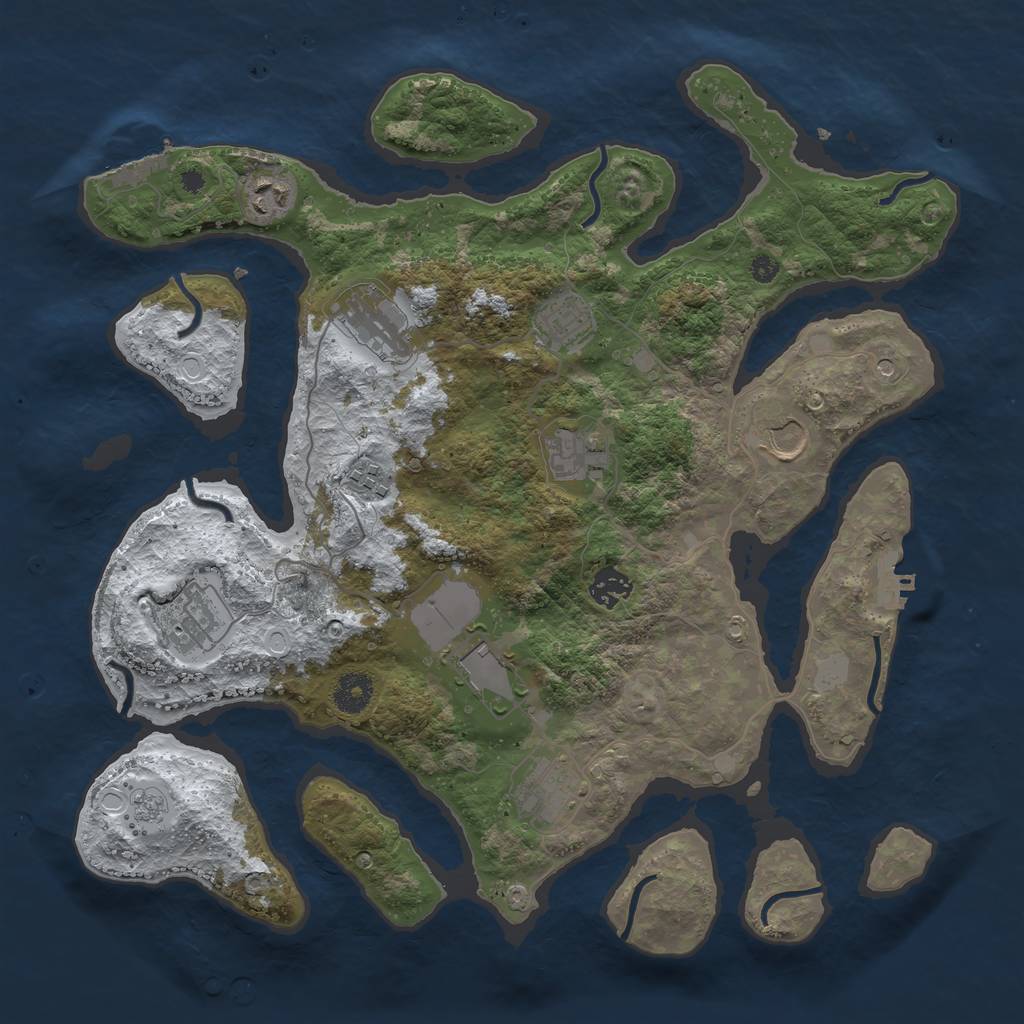 Rust Map: Procedural Map, Size: 3800, Seed: 5129684, 19 Monuments