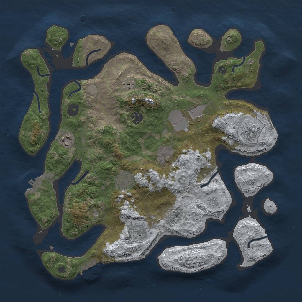 Rust Map: Procedural Map, Size: 3700, Seed: 4867042, 17 Monuments