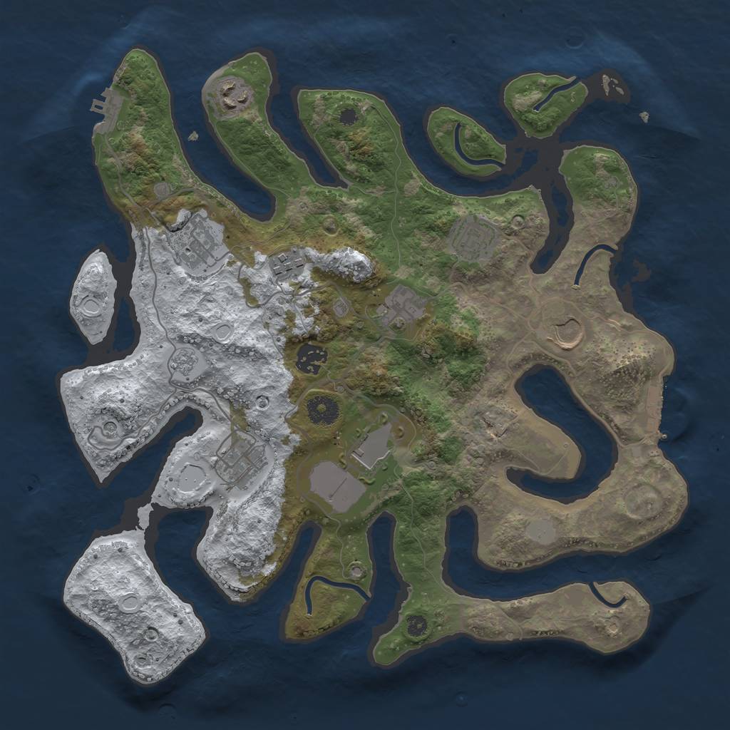 Rust Map: Procedural Map, Size: 3550, Seed: 5834502, 18 Monuments
