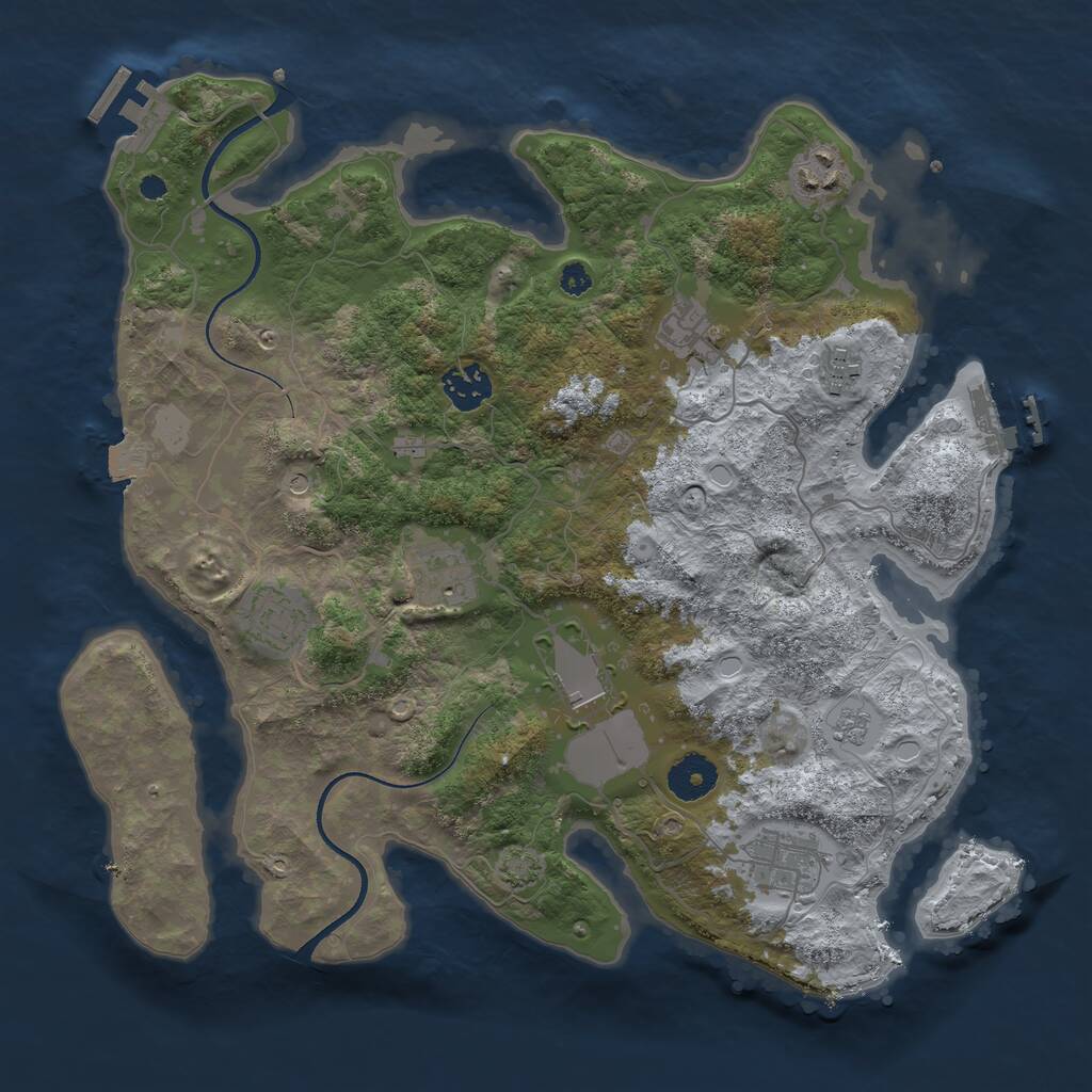 Rust Map: Procedural Map, Size: 3500, Seed: 2445448, 14 Monuments
