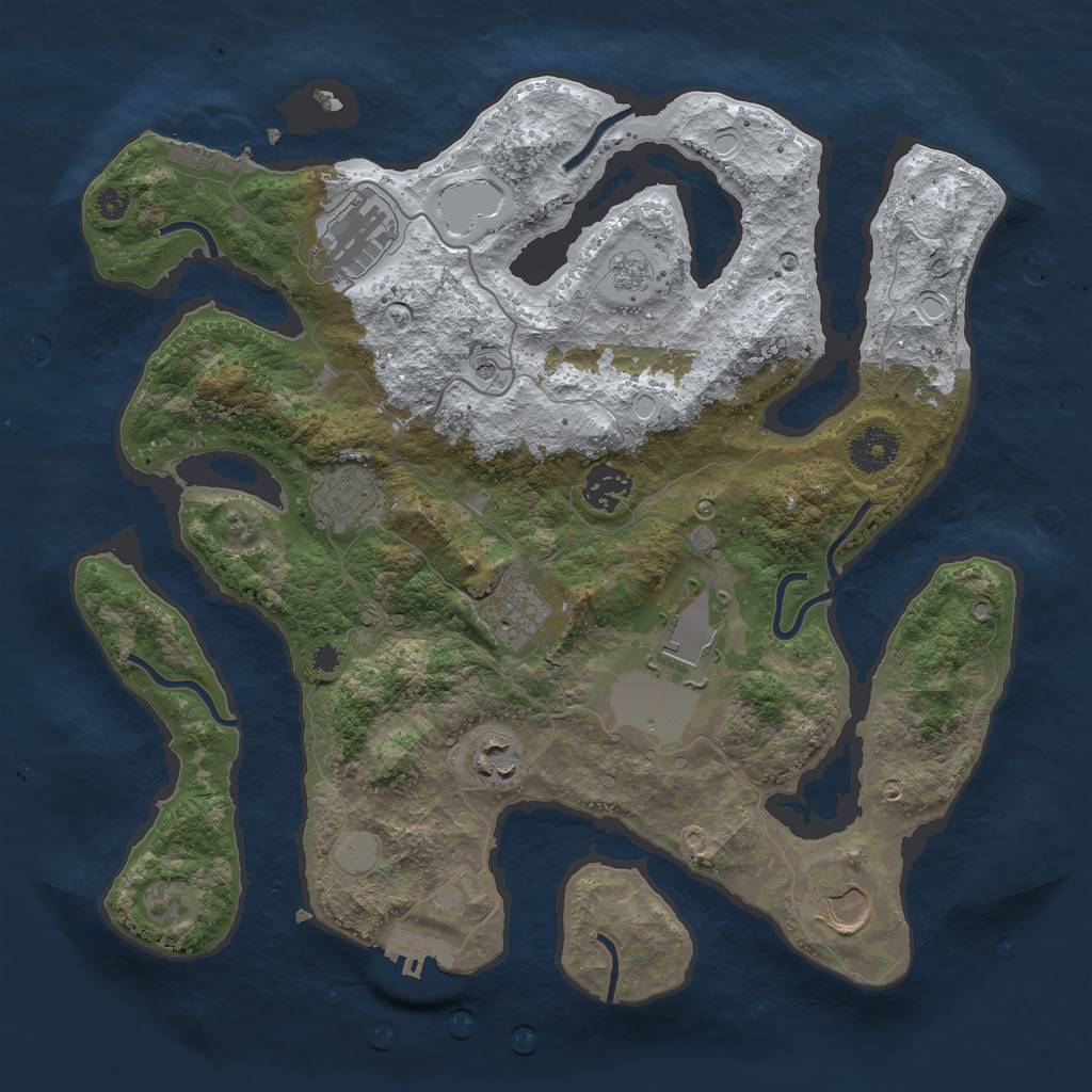 Rust Map: Procedural Map, Size: 3500, Seed: 3580243, 16 Monuments