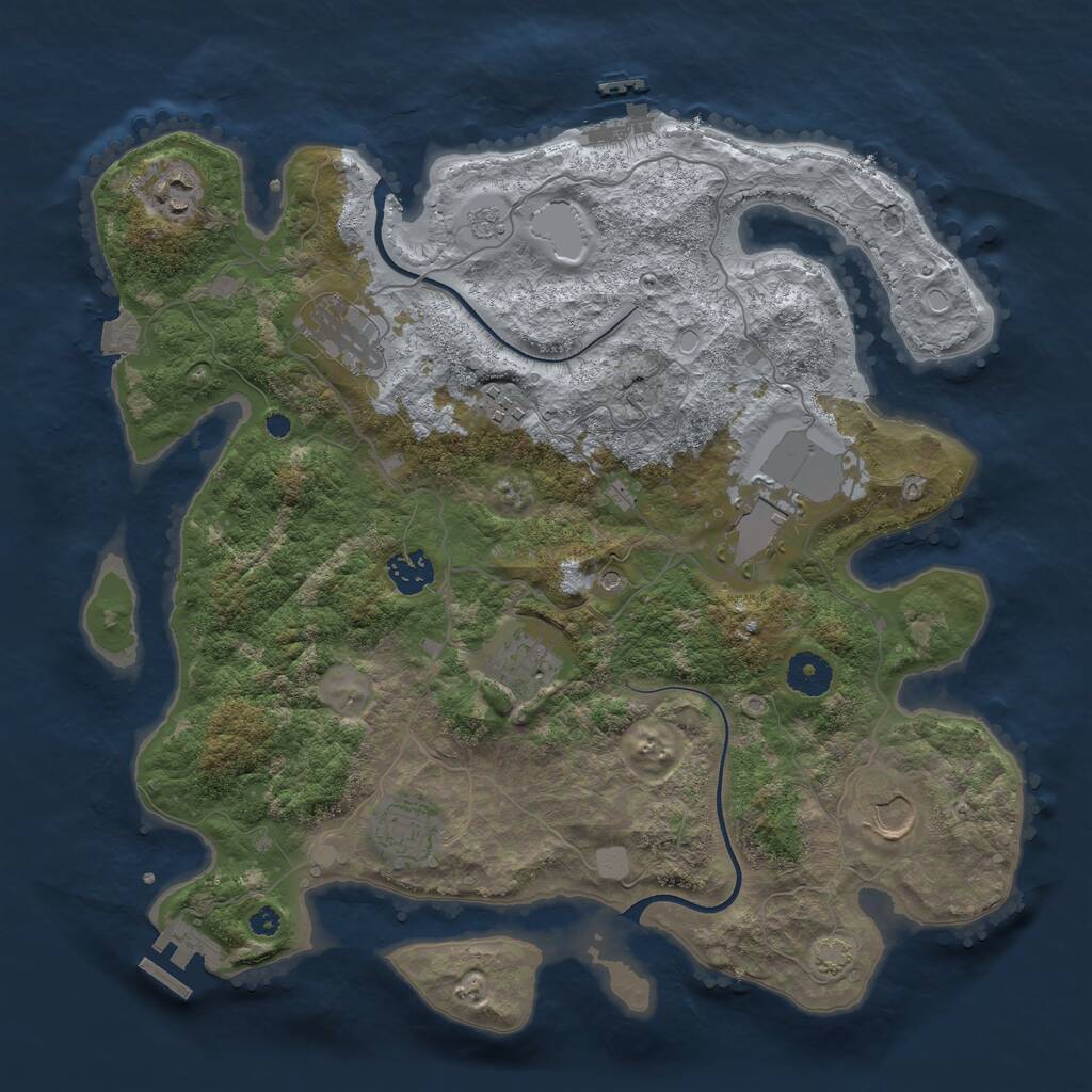 Rust Map: Procedural Map, Size: 3700, Seed: 4905698, 14 Monuments