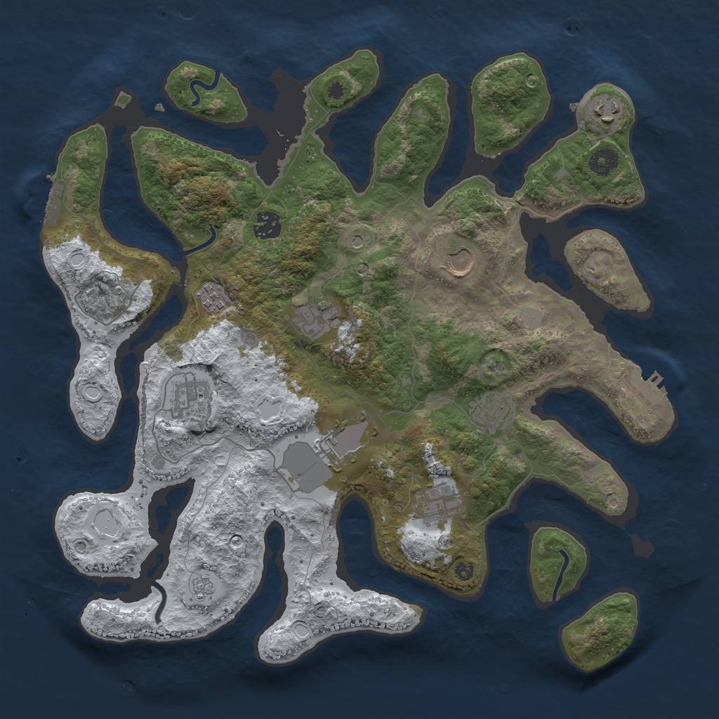 Rust Map: Procedural Map, Size: 3800, Seed: 4409788, 18 Monuments