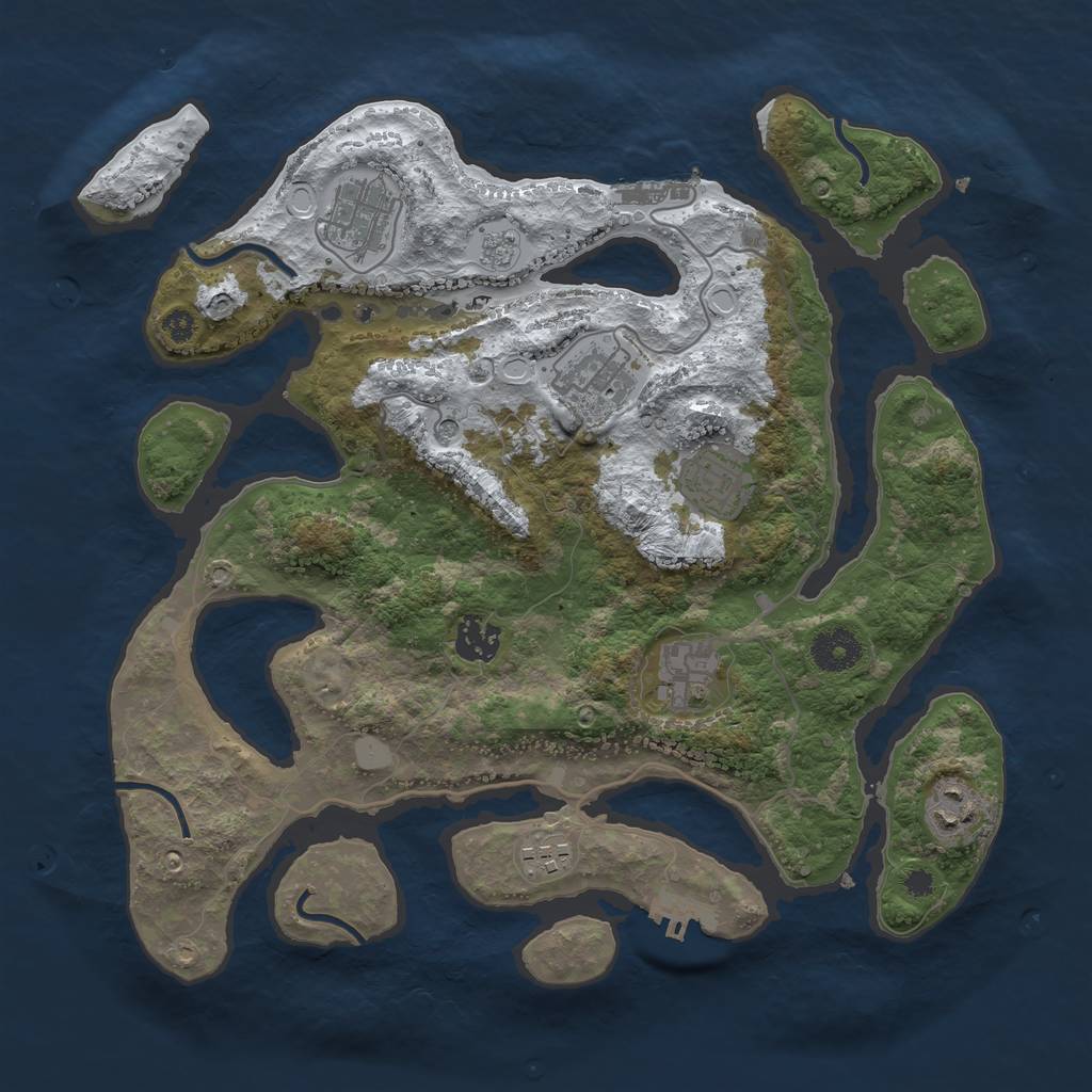 Rust Map: Procedural Map, Size: 3500, Seed: 6368240, 16 Monuments