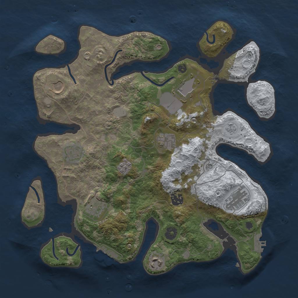 Rust Map: Procedural Map, Size: 3500, Seed: 3687389, 18 Monuments
