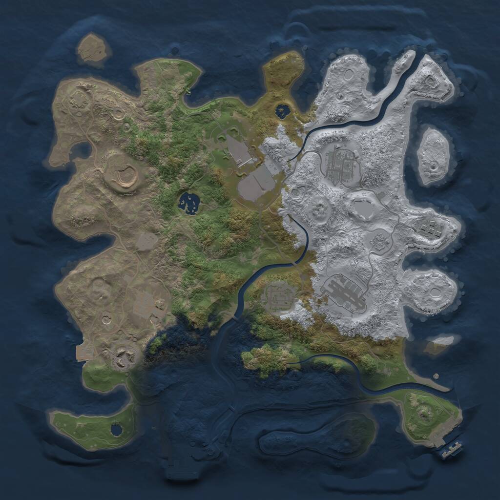 Rust Map: Procedural Map, Size: 3500, Seed: 3766233, 15 Monuments