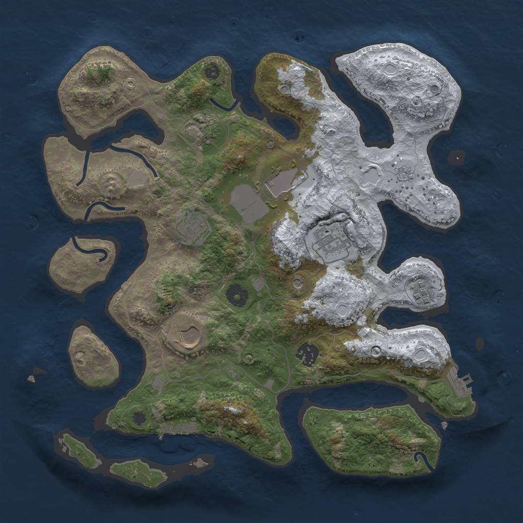 Rust Map: Procedural Map, Size: 3500, Seed: 6341567, 16 Monuments