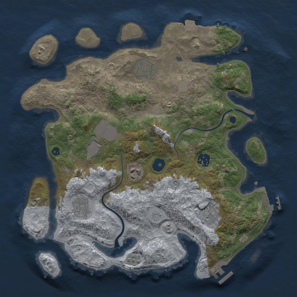 Rust Map: Procedural Map, Size: 3500, Seed: 4324355, 13 Monuments
