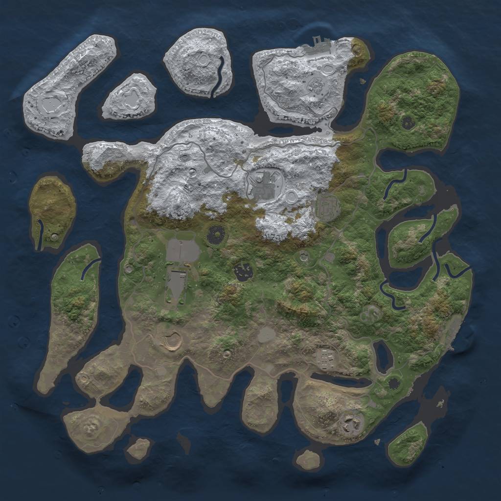 Rust Map: Procedural Map, Size: 4000, Seed: 1769725, 16 Monuments
