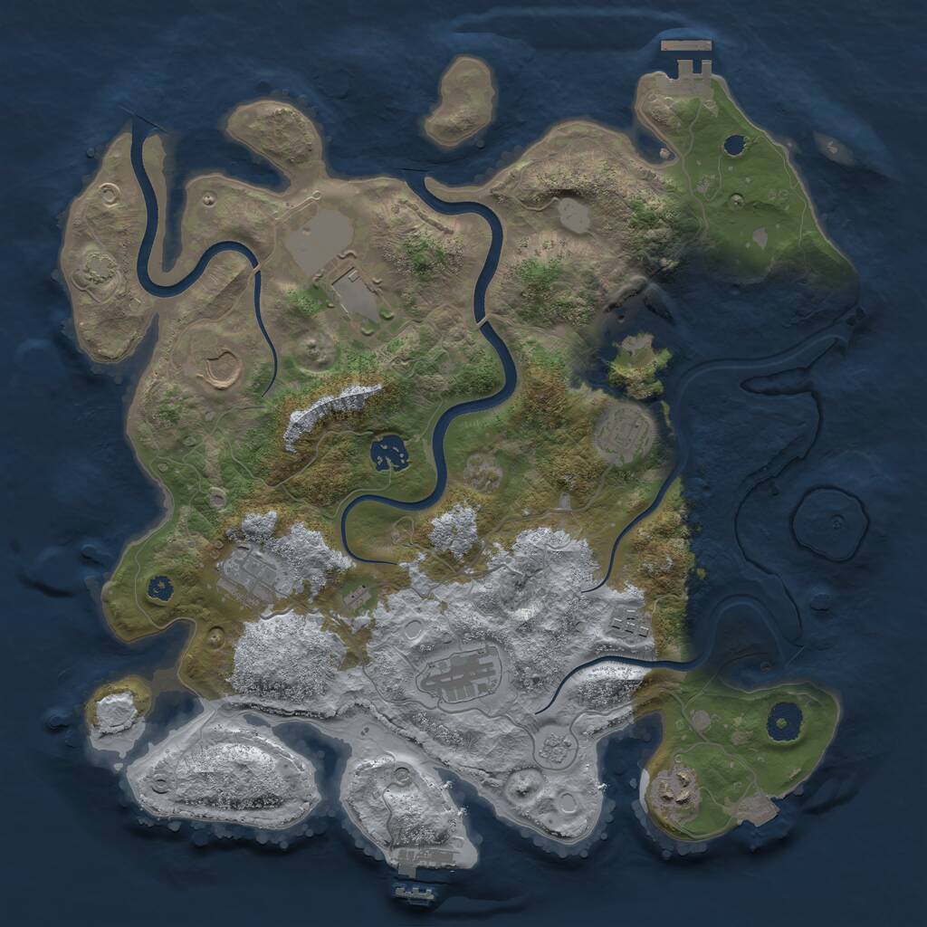 Rust Map: Procedural Map, Size: 3700, Seed: 5608035, 15 Monuments