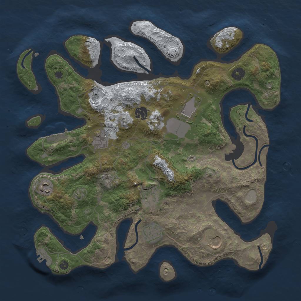Rust Map: Procedural Map, Size: 3500, Seed: 6343026, 15 Monuments