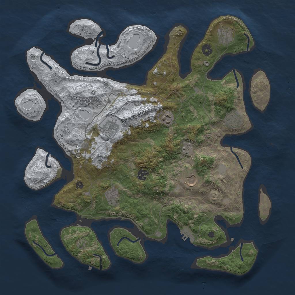 Rust Map: Procedural Map, Size: 4000, Seed: 1553886, 16 Monuments