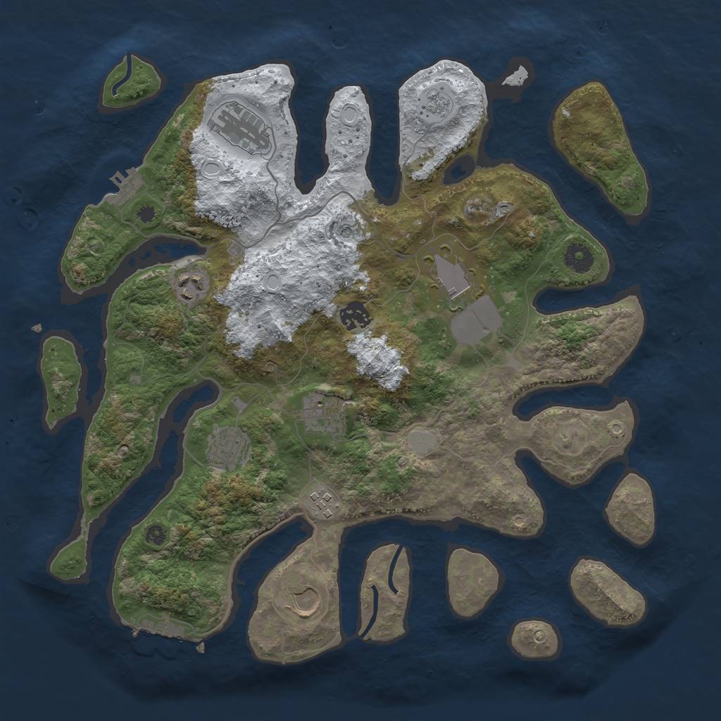 Rust Map: Procedural Map, Size: 3700, Seed: 5195859, 17 Monuments