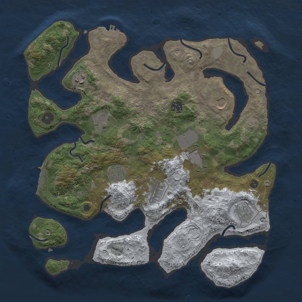 Rust Map: Procedural Map, Size: 3800, Seed: 245858, 17 Monuments