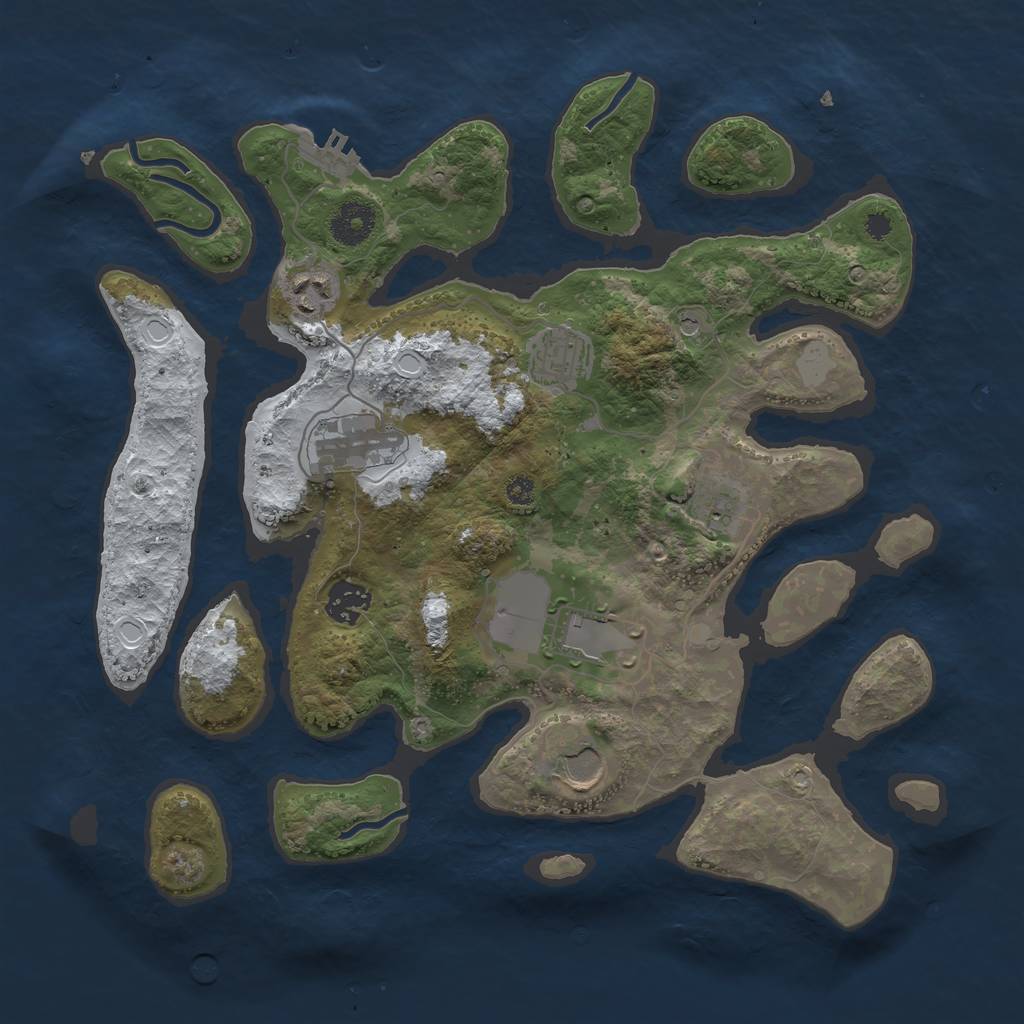 Rust Map: Procedural Map, Size: 3500, Seed: 2281520, 14 Monuments