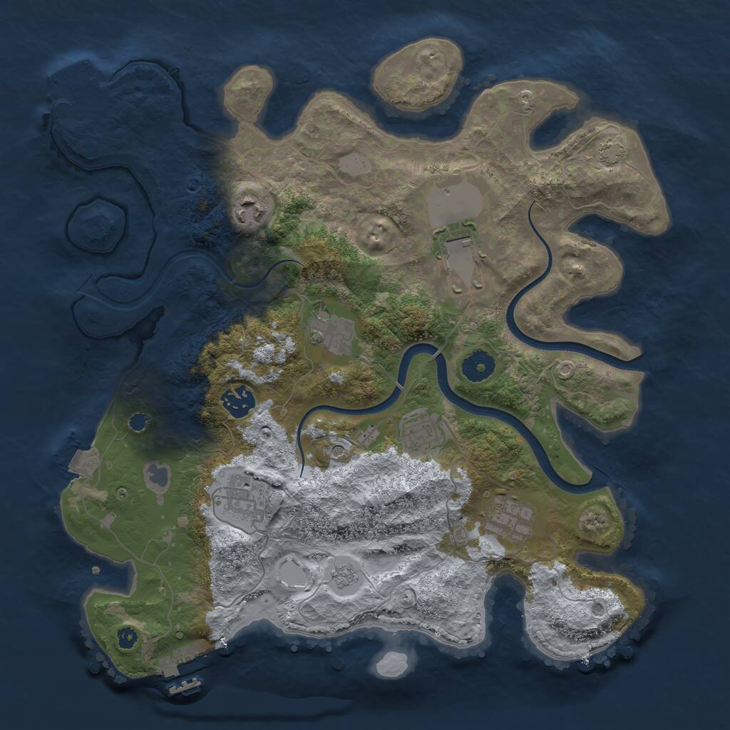 Rust Map: Procedural Map, Size: 3500, Seed: 3278425, 13 Monuments