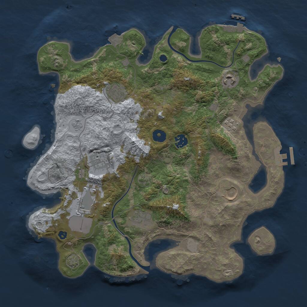 Rust Map: Procedural Map, Size: 3500, Seed: 2847574, 13 Monuments