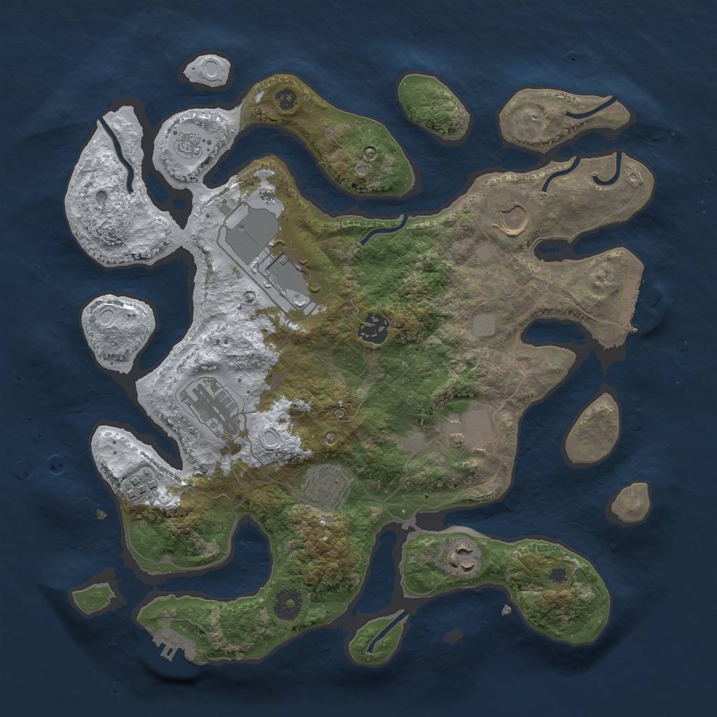 Rust Map: Procedural Map, Size: 3500, Seed: 4701394, 16 Monuments