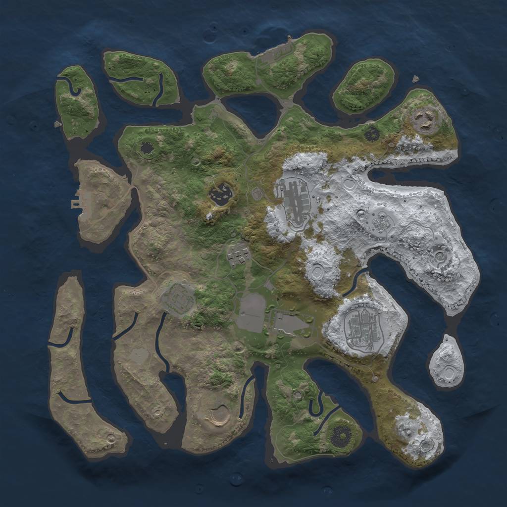 Rust Map: Procedural Map, Size: 3500, Seed: 944592, 17 Monuments