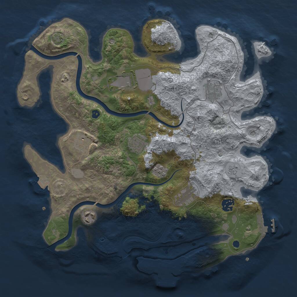 Rust Map: Procedural Map, Size: 3500, Seed: 3772356, 14 Monuments