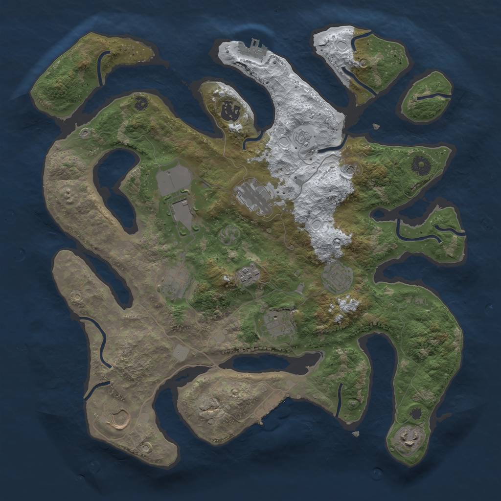 Rust Map: Procedural Map, Size: 3800, Seed: 5214754, 18 Monuments