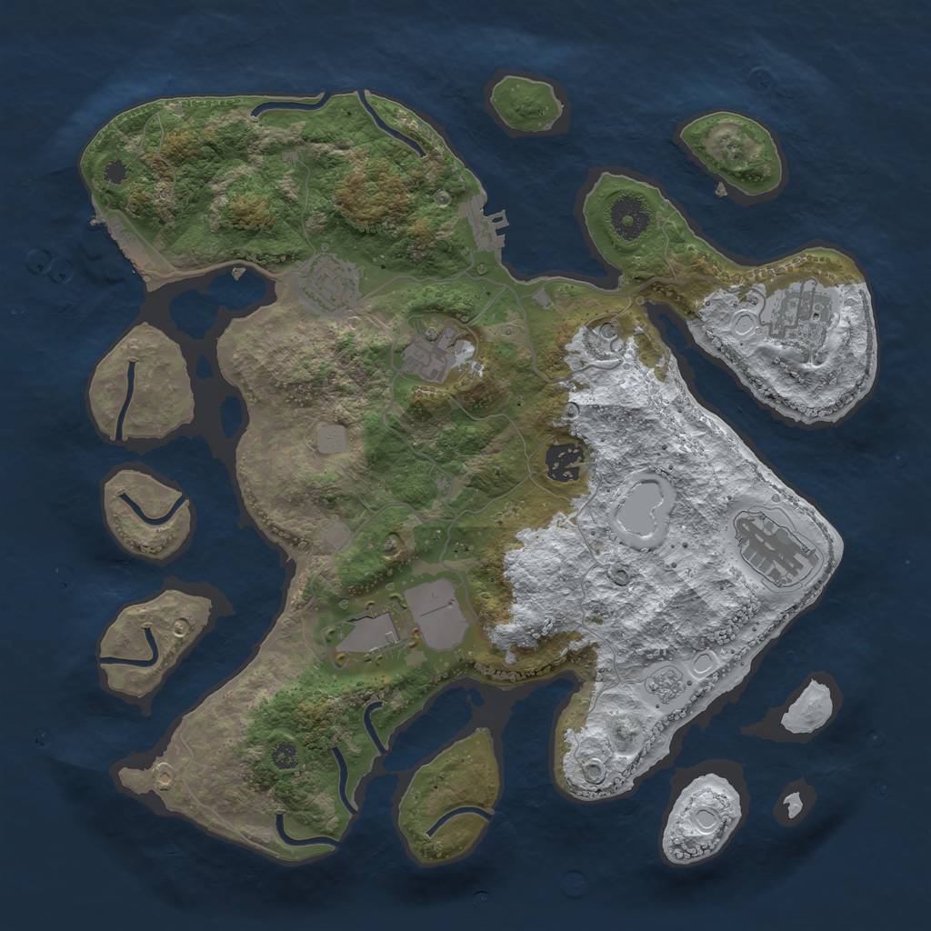 Rust Map: Procedural Map, Size: 3500, Seed: 1841637892, 15 Monuments