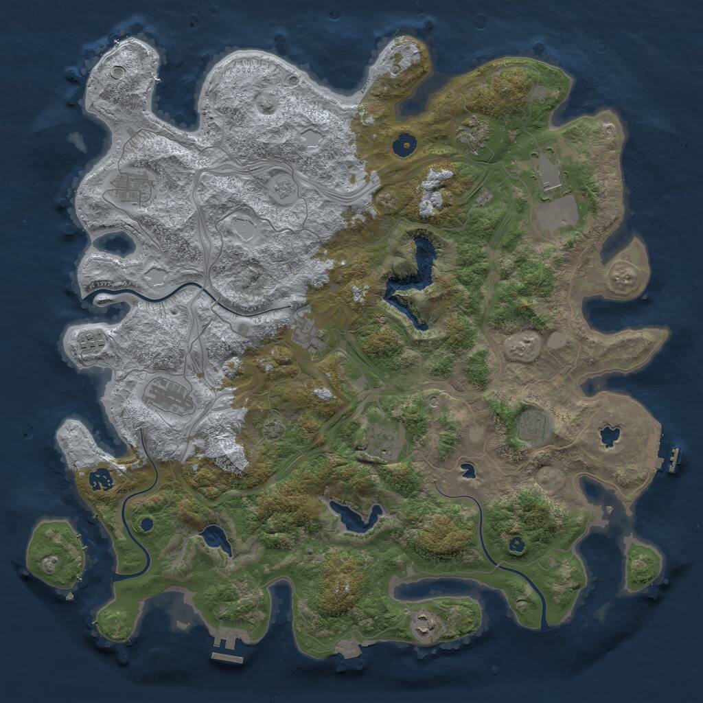 Rust Map: Procedural Map, Size: 4500, Seed: 928162991, 16 Monuments