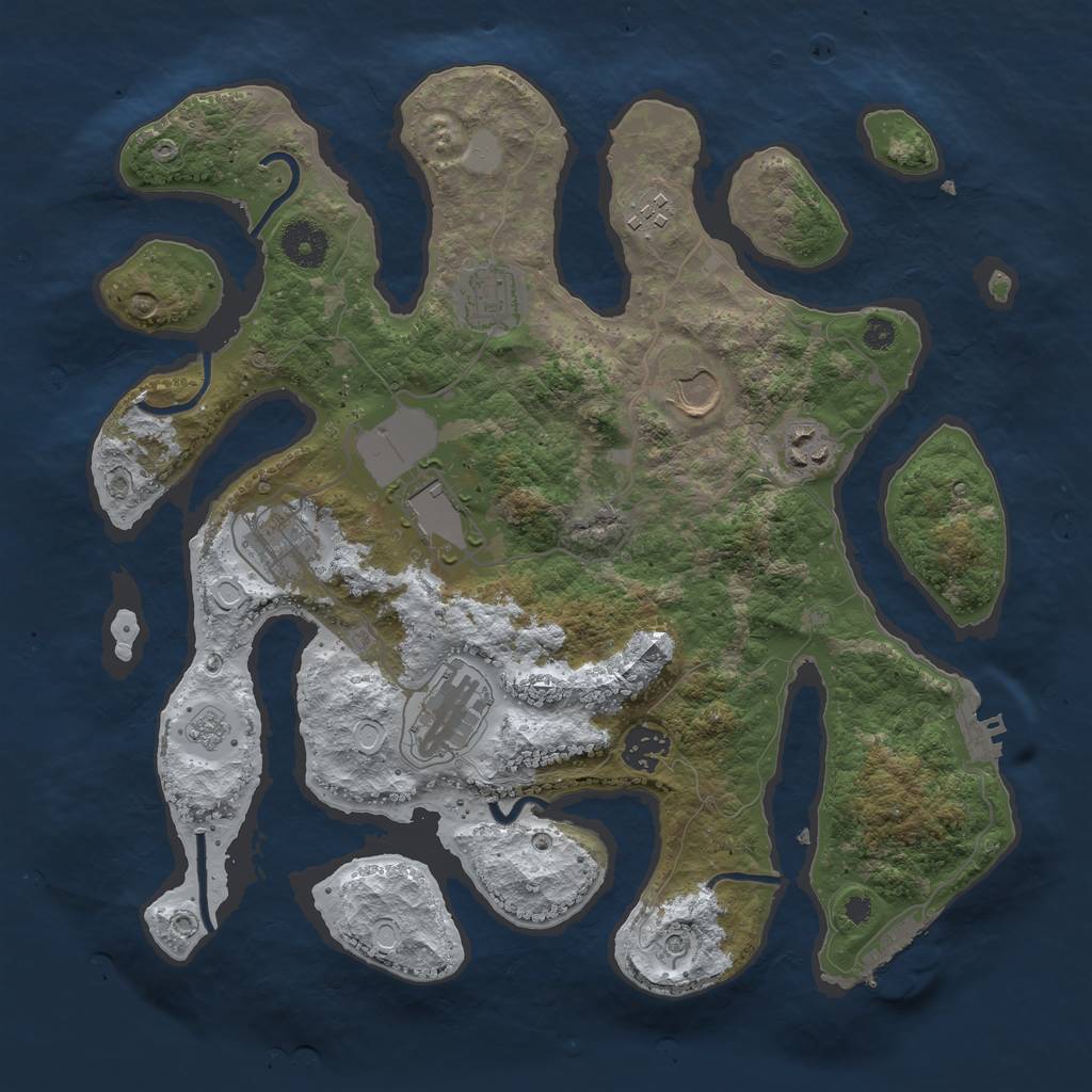 Rust Map: Procedural Map, Size: 3550, Seed: 632293, 17 Monuments