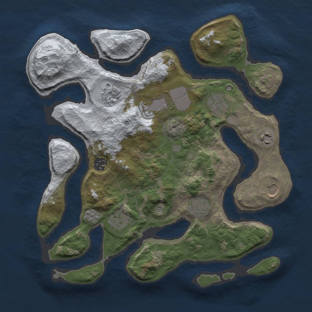 Rust Map: Barren, Size: 3500, Seed: 5843259, 12 Monuments